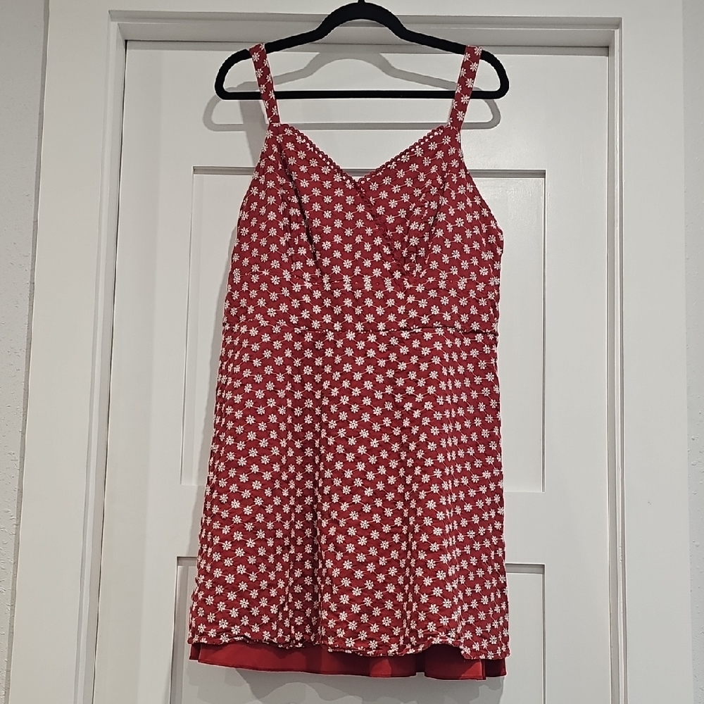 Trixxi Red Floral Mini Dress with White Daisy Print